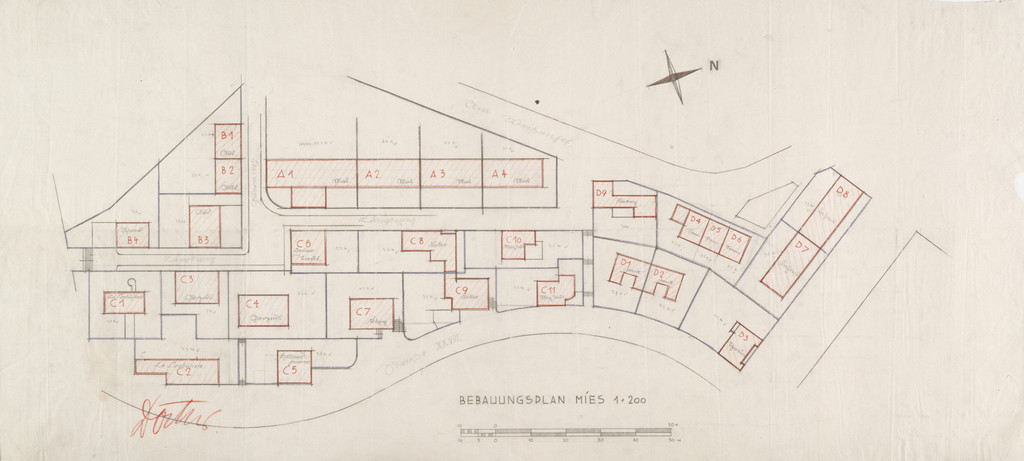 Weissenhof Housing Colony Master Plan, "The Dwelling," Stuttgart, Germany (Site plan)