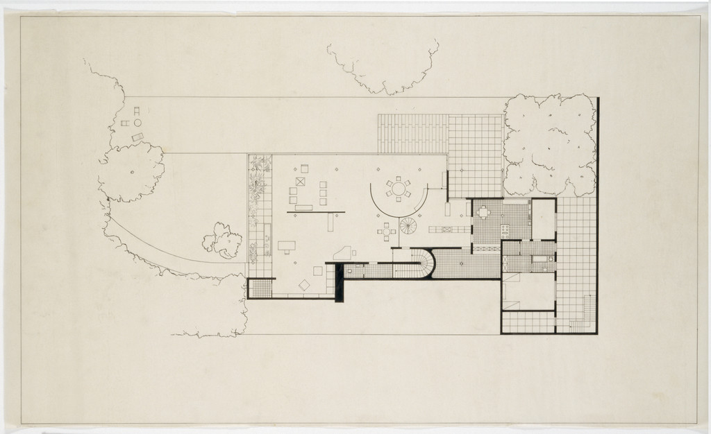 Tugendhat House, Brno, Czech Republic, Entrance-level plan