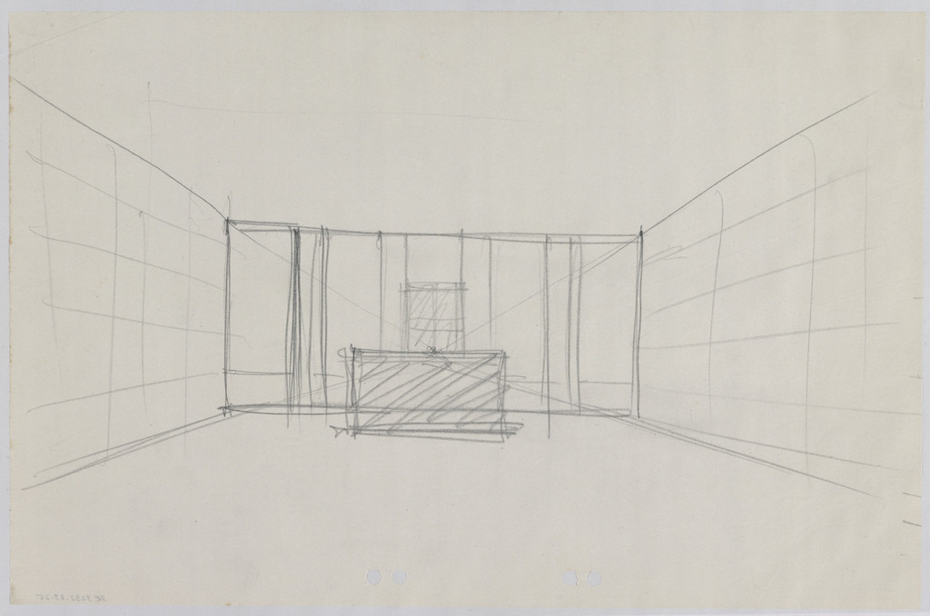 Neue Wache War Memorial Project, Berlin-Mitte, Germany, Sketch interior perspective view.