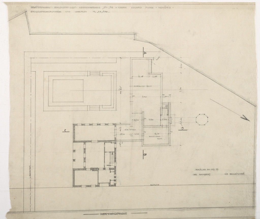 Fuchs Addition to Perls House, Berlin-Zehlendorf, Germany, Ground floor plan