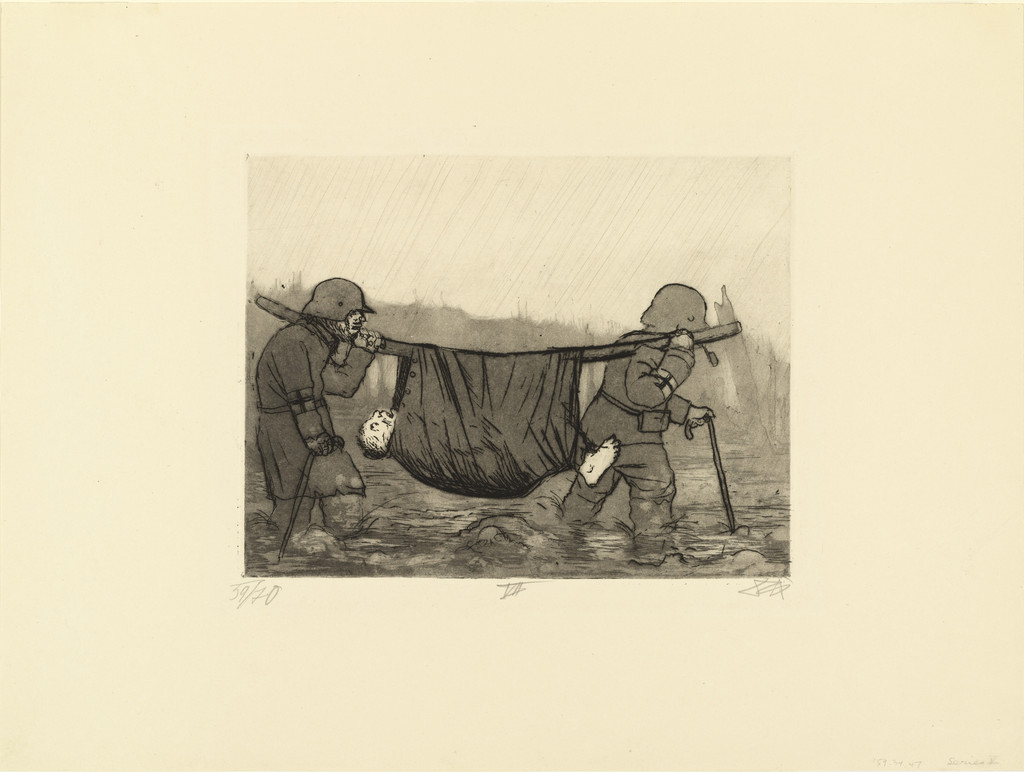 Transporting the Wounded in Houthulst Forest (Verwundetentransport im Houthulster Wald) from The War (Der Krieg)