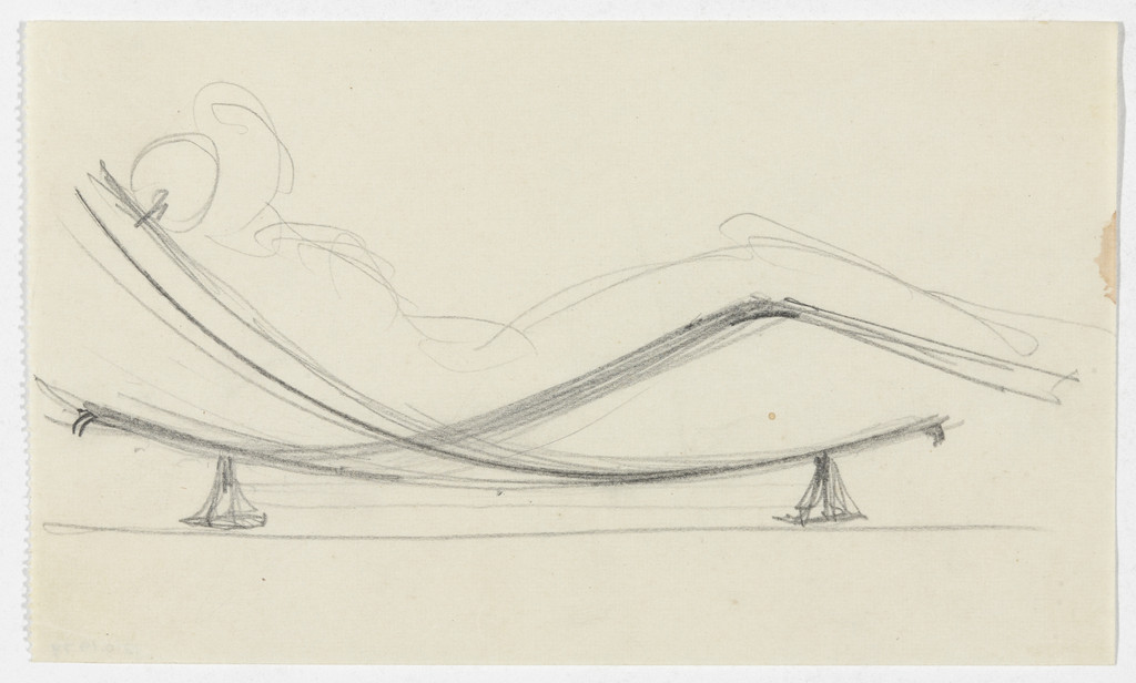 Reclining Chair without Arms, with Figure (Elevation sketch)