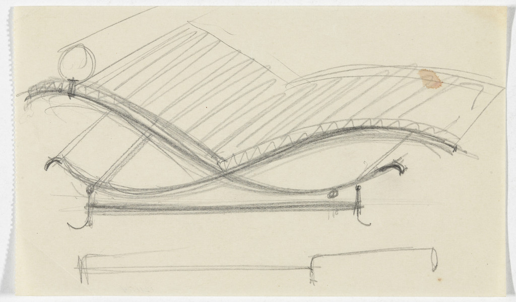 Reclining Chair without Arms (Perspective sketch)