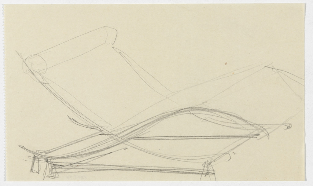 Reclining Chair without Arms (Perspective sketch)