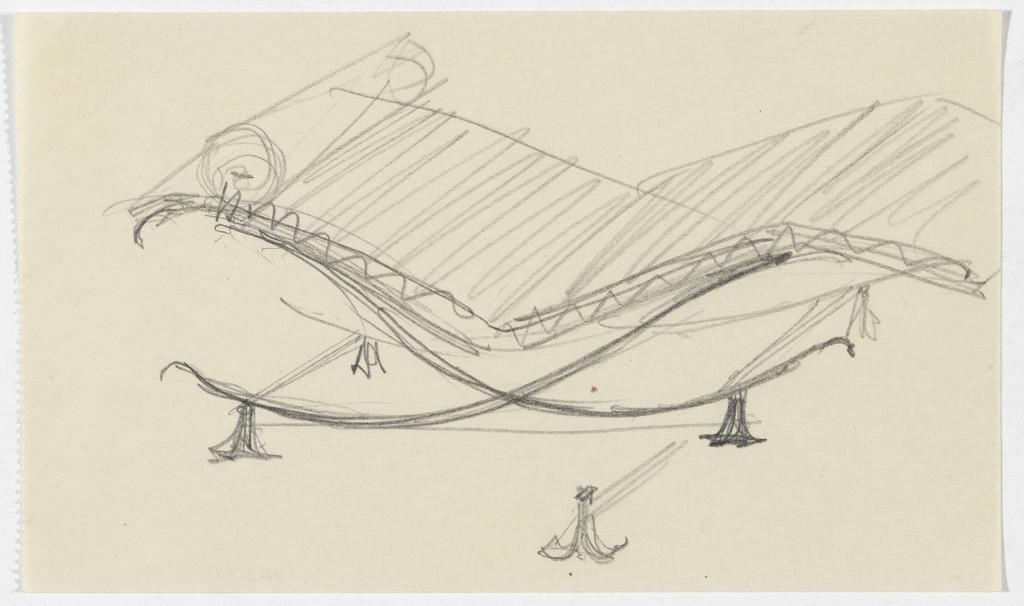 Reclining Chair without Arms (Perspective sketch)