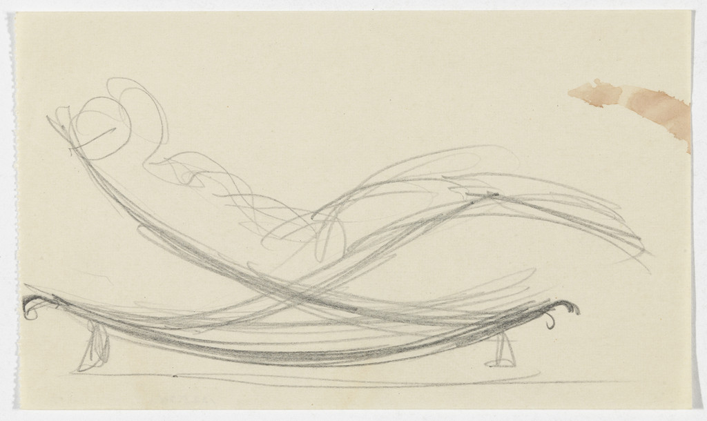 Reclining Chair without Arms, with Figure (Elevation sketch)