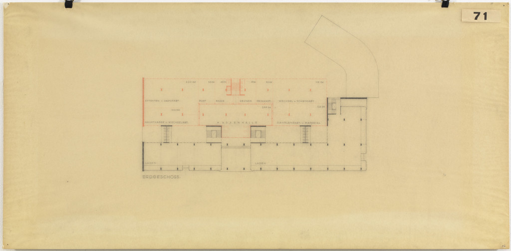 Bank and Office Building, project, Stuttgart, Germany, Street-level plan