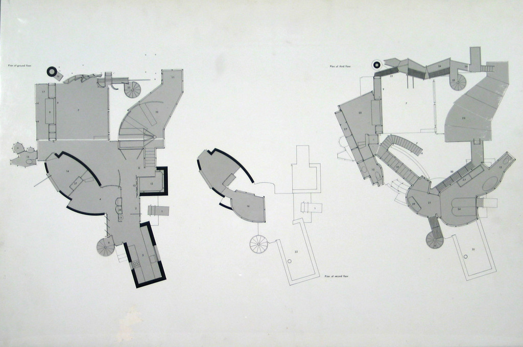 Aktion Poliphile: Hypnerotomachia Ero/machia/hypniahouse, project, Wiesbaden, Germany, Three plans: ground floor, second floor, third floor