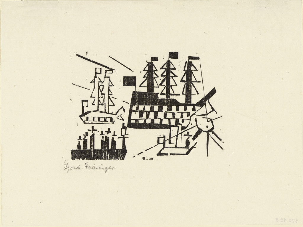 Ships in Port (Schiffe im Hafen) from Ten Woodcuts by Lyonel Feininger