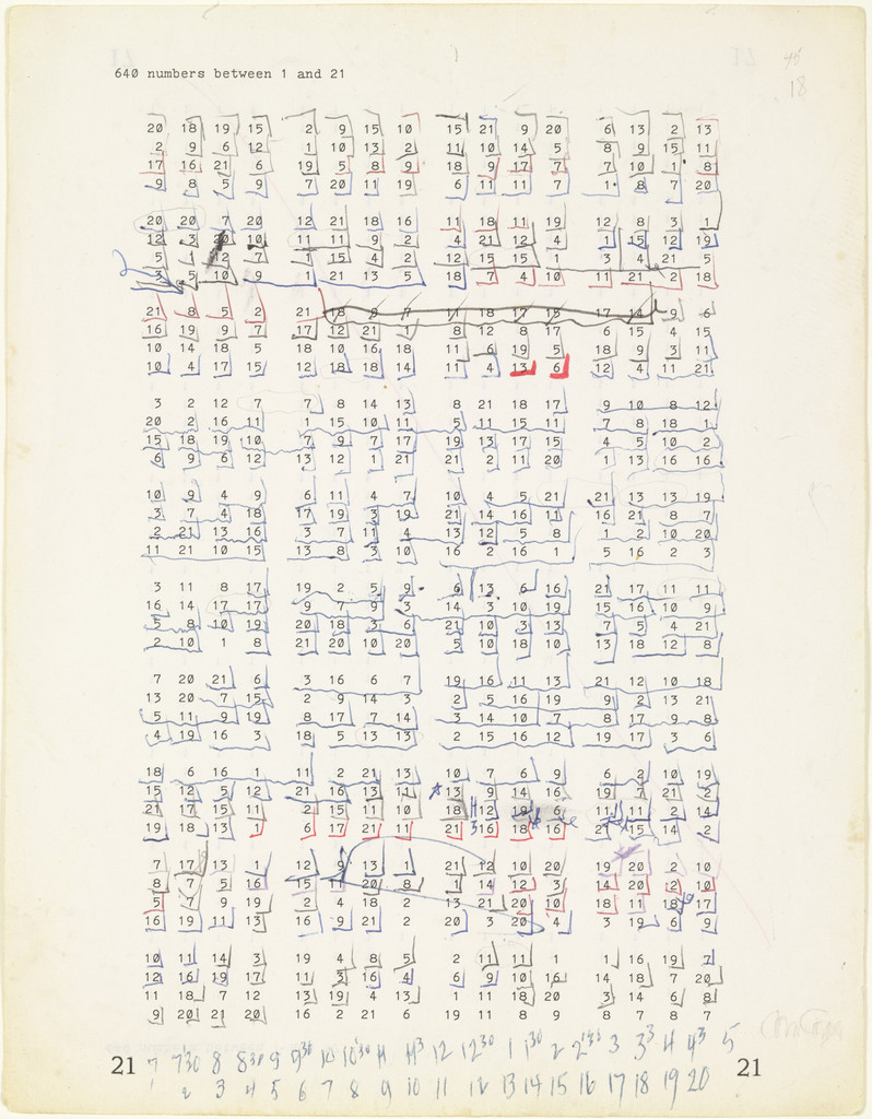 Untitled (640 numbers between 1 and 21)