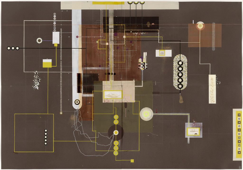 Chocolate Utopian Underground City with Yellow Inner Structure Station with Square Grid under Construction Safety Chrysalis and Abandon Square Habitat with White Expulsion Area and Central White Mine Tunnel Transportation Center