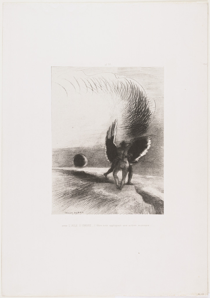 Beneath the Wing of Shadow the Black Creature Was Biting Energetically (Sous l'aile d'ombre, l'être noir appliquait une active morsure) from Dreams (Songes)